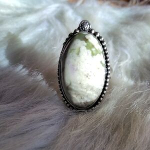 Amazing Peace Jade Silver Plated Gemstone Ring
